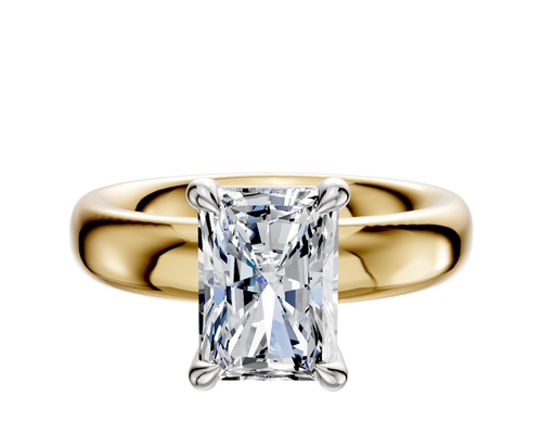 14K Two Tone 4 Prong Basket Classic Dome 4.0mm Engagement Ring