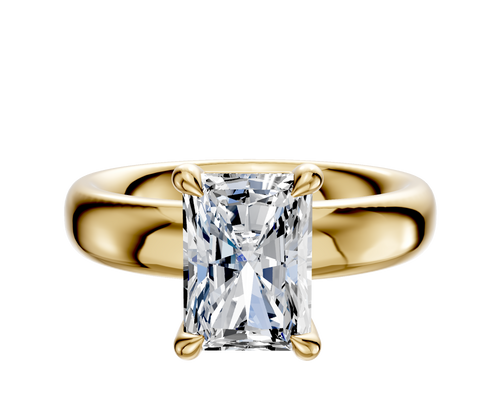 14K Yellow Gold 4 Prong Basket Classic Dome 4.0mm Engagement Ring