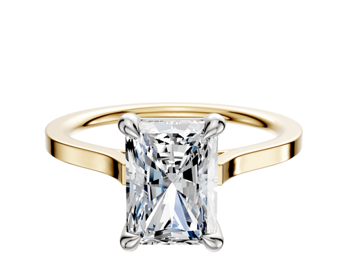 18K Two Tone 4 Prong Basket Cathedral Flat 1.5mm Engagement Ring