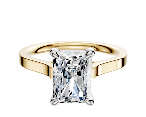 18K Two Tone 4 Prong Basket Cathedral Flat 2.0mm Engagement Ring