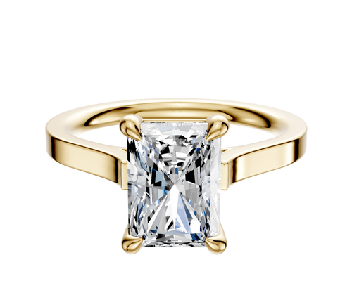 18K Yellow Gold 4 Prong Basket Cathedral Flat 2.0mm Engagement Ring