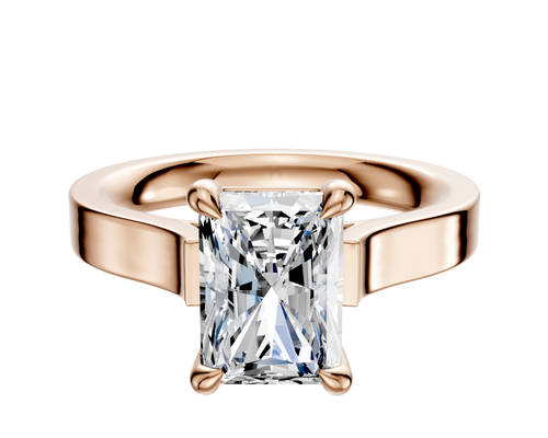 14K Rose Gold 4 Prong Basket Cathedral Flat 3.0mm Engagement Ring
