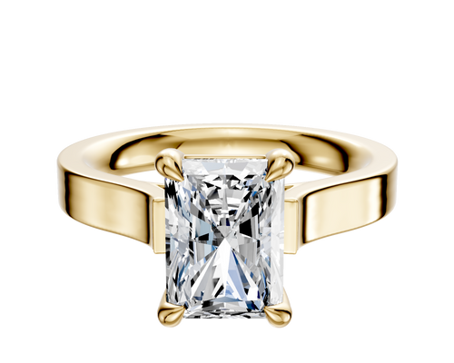 18K Yellow Gold 4 Prong Basket Cathedral Flat 3.0mm Engagement Ring