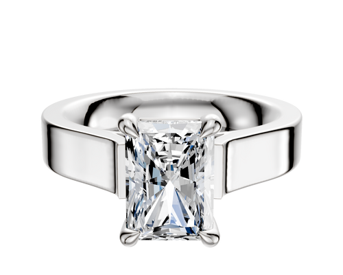 18K White Gold 4 Prong Basket Cathedral Flat 4.0mm Engagement Ring