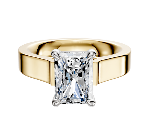 18K Two Tone 4 Prong Basket Cathedral Flat 4.0mm Engagement Ring