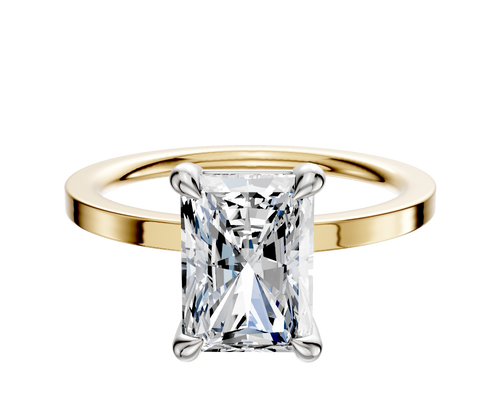14K Two Tone 4 Prong Basket Classic Flat 1.5mm Engagement Ring