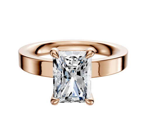 18K Rose Gold 4 Prong Basket Classic Flat 3.0mm Engagement Ring