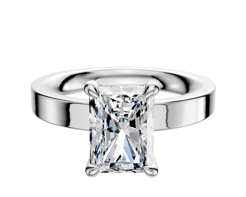 18K White Gold 4 Prong Basket Classic Flat 3.0mm Engagement Ring