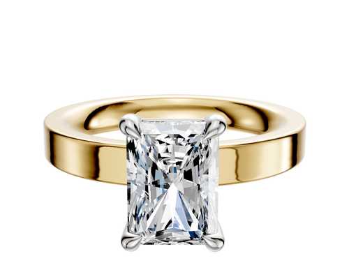 14K Two Tone 4 Prong Basket Classic Flat 3.0mm Engagement Ring