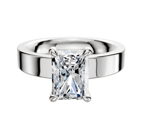 18K White Gold 4 Prong Basket Classic Flat 4.0mm Engagement Ring