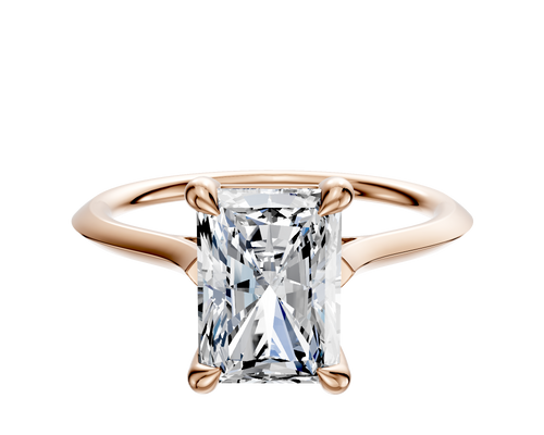 18K Rose Gold 4 Prong Basket Cathedral Knife Edge 1.5mm Engagement Ring