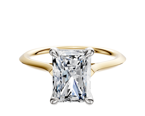 18K Two Tone 4 Prong Basket Cathedral Knife Edge 1.5mm Engagement Ring