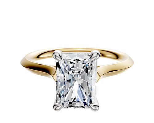 14K Two Tone 4 Prong Basket Cathedral Knife Edge 2.0mm Engagement Ring