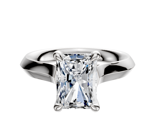 18K White Gold 4 Prong Basket Cathedral Knife Edge 3.0mm Engagement Ring