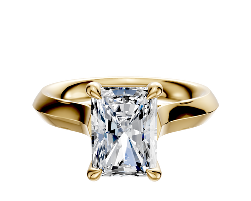 18K Yellow Gold 4 Prong Basket Cathedral Knife Edge 3.0mm Engagement Ring