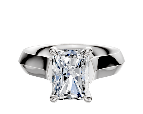 18K White Gold 4 Prong Basket Cathedral Knife Edge 4.0mm Engagement Ring