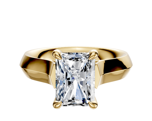 14K Yellow Gold 4 Prong Basket Cathedral Knife Edge 4.0mm Engagement Ring