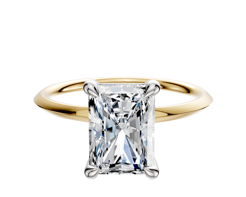 14K Two Tone 4 Prong Basket Classic Knife Edge 1.5mm Engagement Ring