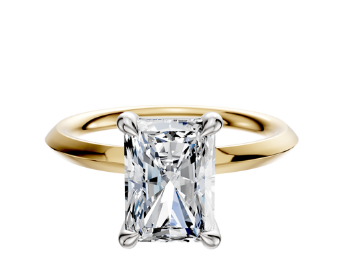 18K Two Tone 4 Prong Basket Classic Knife Edge 2.0mm Engagement Ring