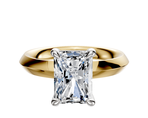 18K Two Tone 4 Prong Basket Classic Knife Edge 3.0mm Engagement Ring