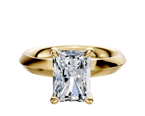 18K Yellow Gold 4 Prong Basket Classic Knife Edge 3.0mm Engagement Ring