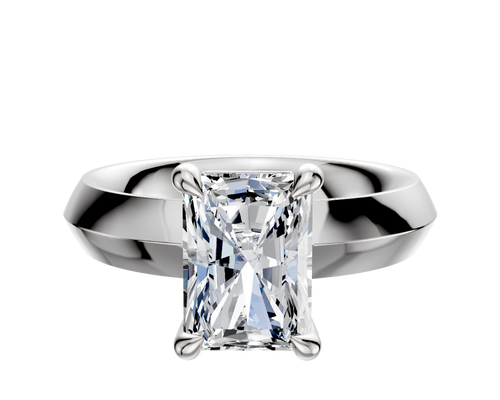 18K White Gold 4 Prong Basket Classic Knife Edge 4.0mm Engagement Ring