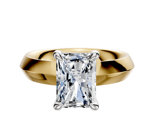 14K Two Tone 4 Prong Basket Classic Knife Edge 4.0mm Engagement Ring