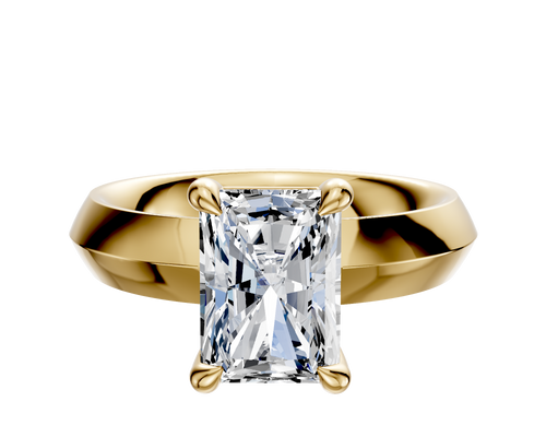 18K Yellow Gold 4 Prong Basket Classic Knife Edge 4.0mm Engagement Ring