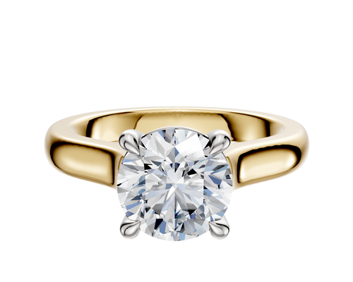 18K Two Tone 4 Prong Basket Cathedral Dome 3.0mm Engagement Ring
