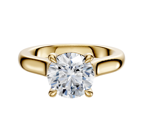 14K Yellow Gold 4 Prong Basket Cathedral Dome 3.0mm Engagement Ring