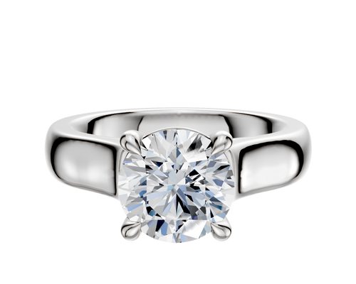 14K White Gold 4 Prong Basket Cathedral Dome 4.0mm Engagement Ring