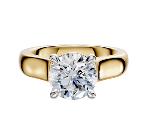 18K Two Tone 4 Prong Basket Cathedral Dome 4.0mm Engagement Ring