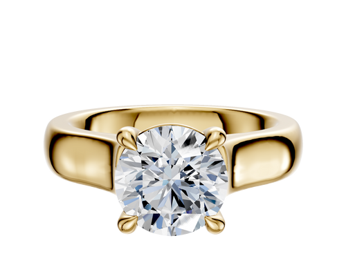 14K Yellow Gold 4 Prong Basket Cathedral Dome 4.0mm Engagement Ring