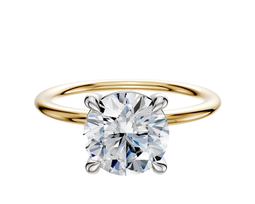 18K Two Tone 4 Prong Basket Classic Dome 1.5mm Engagement Ring