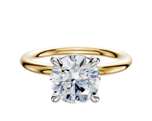 18K Two Tone 4 Prong Basket Classic Dome 2.0mm Engagement Ring
