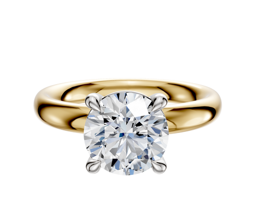 18K Two Tone 4 Prong Basket Classic Dome 3.0mm Engagement Ring