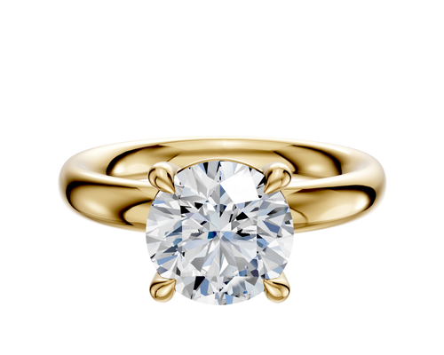 14K Yellow Gold 4 Prong Basket Classic Dome 3.0mm Engagement Ring