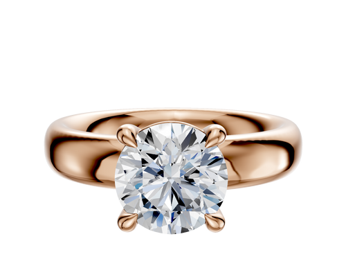 18K Rose Gold 4 Prong Basket Classic Dome 4.0mm Engagement Ring