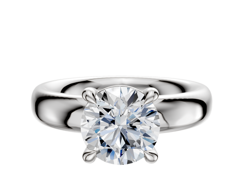 14K White Gold 4 Prong Basket Classic Dome 4.0mm Engagement Ring