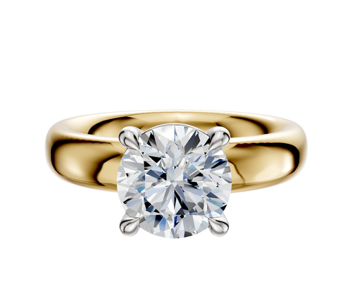 14K Two Tone 4 Prong Basket Classic Dome 4.0mm Engagement Ring
