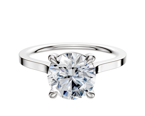 14K White Gold 4 Prong Basket Cathedral Flat 1.5mm Engagement Ring