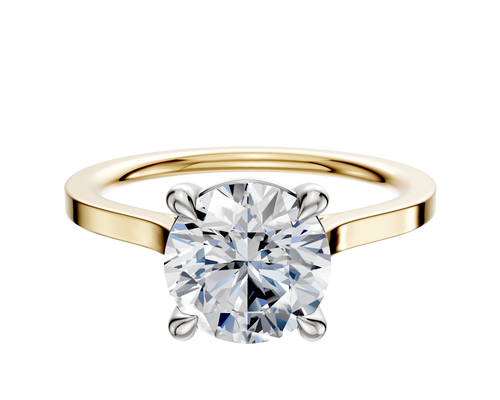 18K Two Tone 4 Prong Basket Cathedral Flat 1.5mm Engagement Ring