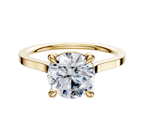 18K Yellow Gold 4 Prong Basket Cathedral Flat 1.5mm Engagement Ring