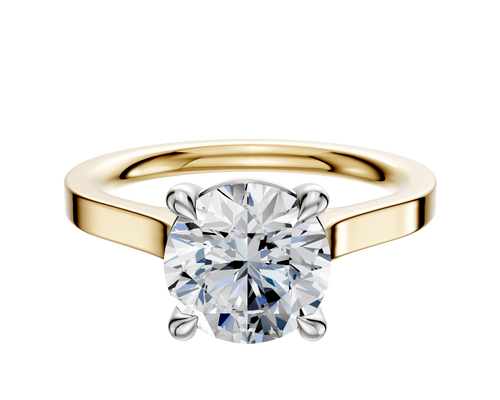 14K Two Tone 4 Prong Basket Cathedral Flat 2.0mm Engagement Ring