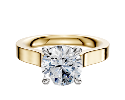 14K Two Tone 4 Prong Basket Cathedral Flat 3.0mm Engagement Ring