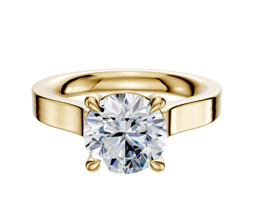 14K Yellow Gold 4 Prong Basket Cathedral Flat 3.0mm Engagement Ring