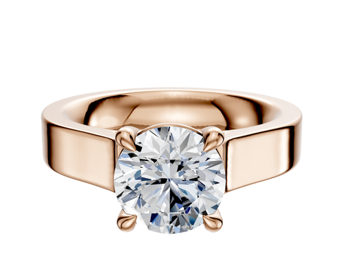 18K Rose Gold 4 Prong Basket Cathedral Flat 4.0mm Engagement Ring