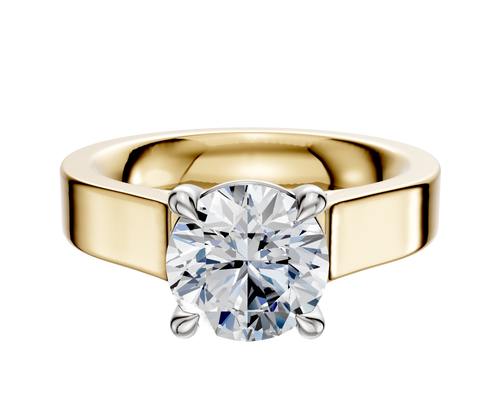 18K Two Tone 4 Prong Basket Cathedral Flat 4.0mm Engagement Ring
