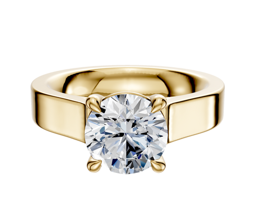 14K Yellow Gold 4 Prong Basket Cathedral Flat 4.0mm Engagement Ring