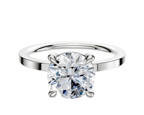 14K White Gold 4 Prong Basket Classic Flat 1.5mm Engagement Ring